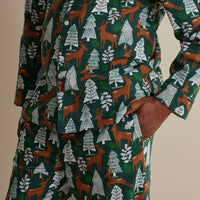 Family Flannel Men's Button-Down Pajama Set - Deer Path, XXXL,Deer Path