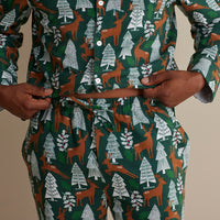 Family Flannel Men's Button-Down Pajama Set - Deer Path, XXXL,Deer Path