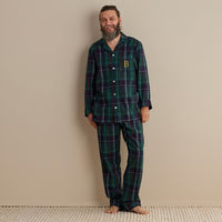 Family Flannel Men's Button-Down Pajama Set - Pine Plaid, XXXL,Pine Plaid