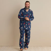 Family Flannel Men's Button-Down Pajama Set - Holiday Pups, XXXL,Holiday Pups