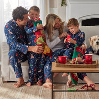 Family Flannel Men's Button-Down Pajama Set - Holiday Pups, XXXL,Holiday Pups