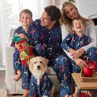 Family Flannel Men's Button-Down Pajama Set - Holiday Pups, XXXL,Holiday Pups