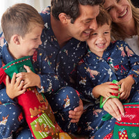 Family Flannel Men's Button-Down Pajama Set - Holiday Pups, XXXL,Holiday Pups