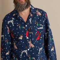 Family Flannel Men's Button-Down Pajama Set - Holiday Pups, XXXL,Holiday Pups