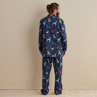 Family Flannel Men's Button-Down Pajama Set - Holiday Pups, XXXL,Holiday Pups