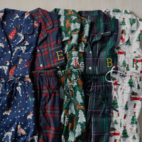 Family Flannel Men's Button-Down Pajama Set - Holiday Pups, XXXL,Holiday Pups