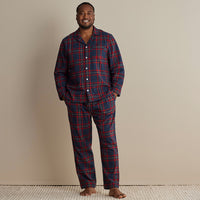 Family Flannel Men's Button-Down Pajama Set - Red Plaid, XXXL,Red Plaid