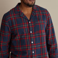 Family Flannel Men's Button-Down Pajama Set - Red Plaid, XXXL,Red Plaid