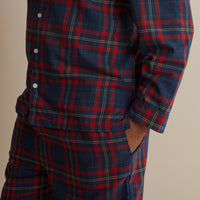 Family Flannel Men's Button-Down Pajama Set - Red Plaid, XXXL,Red Plaid