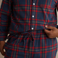 Family Flannel Men's Button-Down Pajama Set - Red Plaid, XXXL,Red Plaid