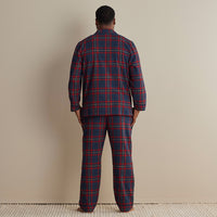 Family Flannel Men's Button-Down Pajama Set - Red Plaid, XXXL,Red Plaid