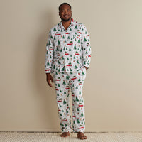 Family Flannel Men's Button-Down Pajama Set - Holiday Haul, XXXL,Holiday Haul