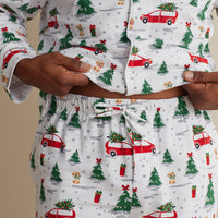 Family Flannel Men's Button-Down Pajama Set - Holiday Haul, XXXL,Holiday Haul