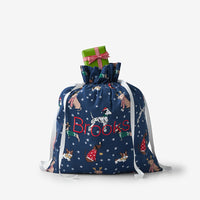 Flannel Holiday Gift Bag - Holiday Pups, L,Holiday Pups