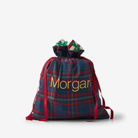 Flannel Holiday Gift Bag - Red Plaid, L,Red Plaid
