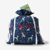Flannel Holiday Gift Bag - Holiday Pups, XL,Holiday Pups