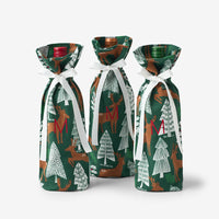 Flannel Wine Bags, Set of 3 - Deer Path,Deer Path
