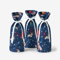 Flannel Wine Bags, Set of 3 - Holiday Pups,Holiday Pups