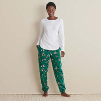 Family Flannel Women's Jogger Pants Pajama Set - Holiday Pups, S,Holiday Pups