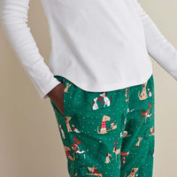 Family Flannel Women's Jogger Pants Pajama Set - Holiday Pups, S,Holiday Pups