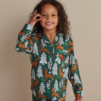 Family Flannel Kid's Button-Down Pajama Set - Deer Path, 8,Deer Path