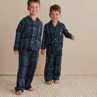 Family Flannel Kid's Button-Down Pajama Set - Pine Plaid, 8,Pine Plaid