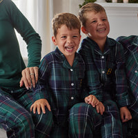 Family Flannel Kid's Button-Down Pajama Set - Pine Plaid, 8,Pine Plaid
