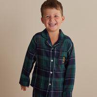 Family Flannel Kid's Button-Down Pajama Set - Pine Plaid, 8,Pine Plaid