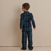 Family Flannel Kid's Button-Down Pajama Set - Pine Plaid, 8,Pine Plaid
