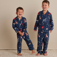 Family Flannel Kid's Button-Down Pajama Set - Holiday Pups, 8,Holiday Pups