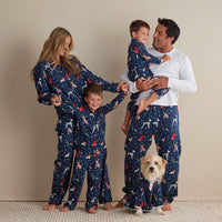 Family Flannel Kid's Button-Down Pajama Set - Holiday Pups, 8,Holiday Pups