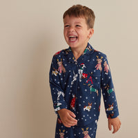 Family Flannel Kid's Button-Down Pajama Set - Holiday Pups, 8,Holiday Pups