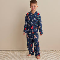 Family Flannel Kid's Button-Down Pajama Set - Holiday Pups, 8,Holiday Pups
