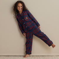 Family Flannel Kid's Button-Down Pajama Set - Red Plaid, 8,Red Plaid