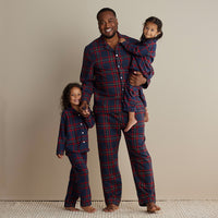 Family Flannel Kid's Button-Down Pajama Set - Red Plaid, 8,Red Plaid