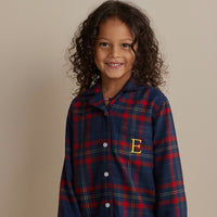 Family Flannel Kid's Button-Down Pajama Set - Red Plaid, 8,Red Plaid