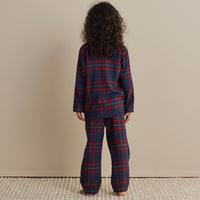 Family Flannel Kid's Button-Down Pajama Set - Red Plaid, 8,Red Plaid