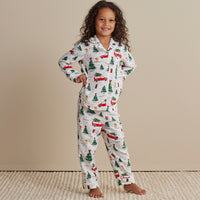 Family Flannel Kid's Button-Down Pajama Set - Holiday Haul, 8,Holiday Haul