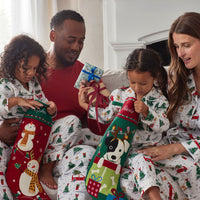 Family Flannel Kid's Button-Down Pajama Set - Holiday Haul, 8,Holiday Haul