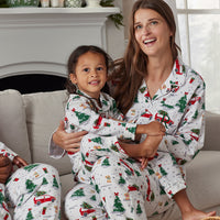 Family Flannel Kid's Button-Down Pajama Set - Holiday Haul, 8,Holiday Haul