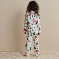 Family Flannel Kid's Button-Down Pajama Set - Holiday Haul, 8,Holiday Haul
