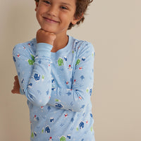 Family Printed Peruvian Cotton Kid's Pajama Set - Village Snowman, 8,Village Snowman
