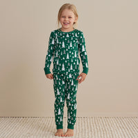 Family Printed Peruvian Cotton Kid's Pajama Set - Frosty Trees, 8,Frosty Trees