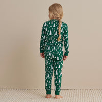 Family Printed Peruvian Cotton Kid's Pajama Set - Frosty Trees, 8,Frosty Trees