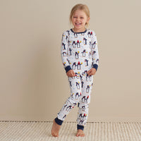 Family Printed Peruvian Cotton Kid's Pajama Set - Joyful Penguins, 8,Joyful Penguins