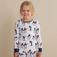 Family Printed Peruvian Cotton Kid's Pajama Set - Joyful Penguins, 8,Joyful Penguins