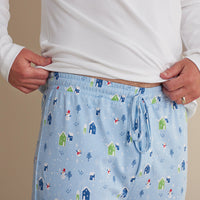 Family Printed Peruvian Cotton Men's Pajama Set - Village Snowman, XXL,Village Snowman