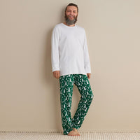 Family Printed Peruvian Cotton Men's Pajama Set - Frosty Trees, XXL,Frosty Trees