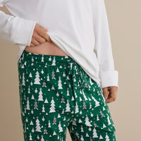 Family Printed Peruvian Cotton Men's Pajama Set - Frosty Trees, XXL,Frosty Trees