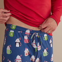Family Printed Peruvian Cotton Men's Pajama Set - Festive Mugs, XXL,Festive Mugs